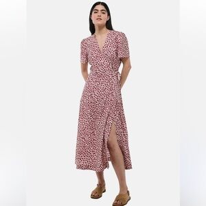 Monoprix Red Leopard Print Wrap Midi Dress Size UK 36